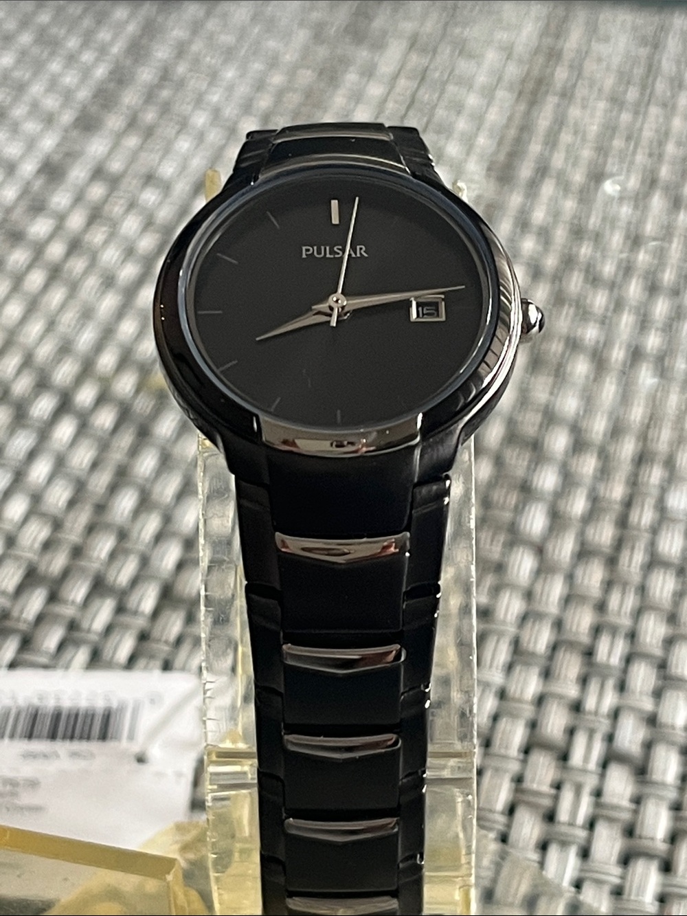 Pulsar Black Ceramic Watch with Silver Accents